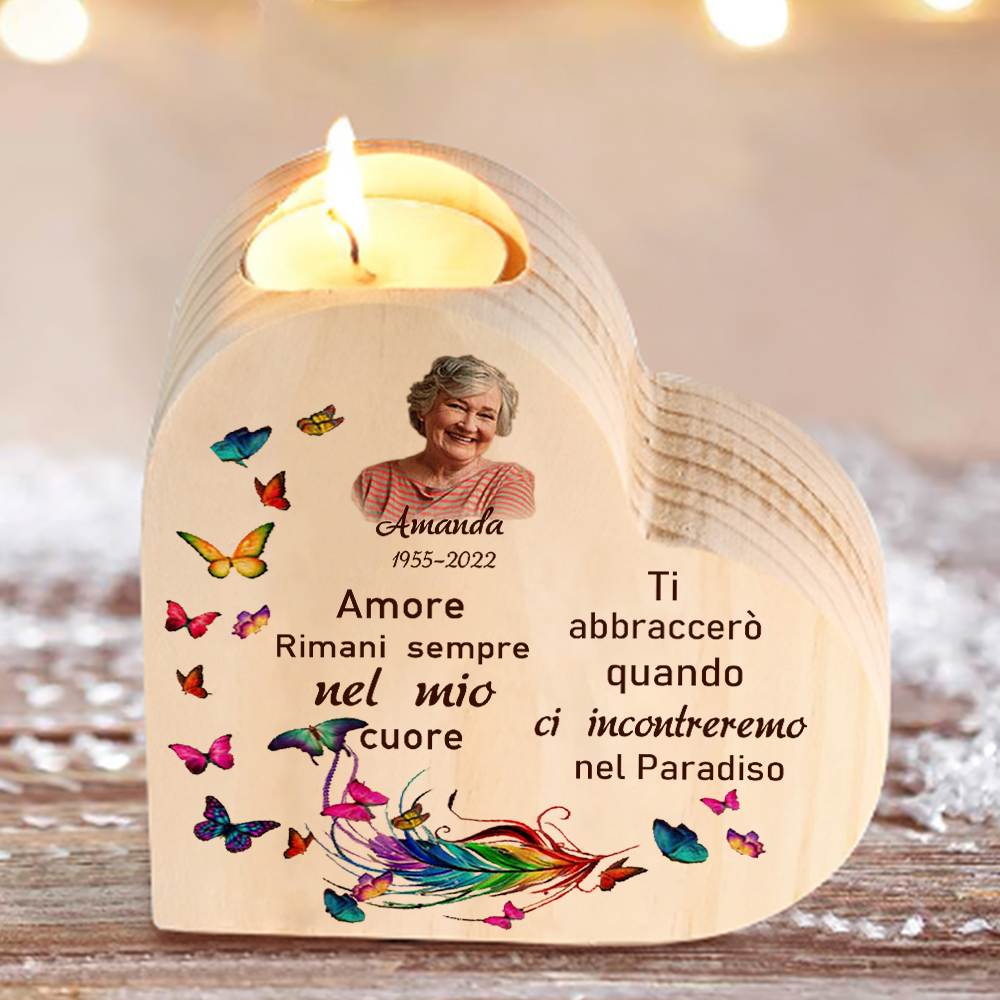 Amanda ti abbraccio Candeliere commemorativo regalo personalizzato messa memoria grazia