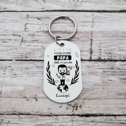 PREMIO PER IL MIGLIORE PADRE LUIGI-Portachiavi personalizzato con foto e nome