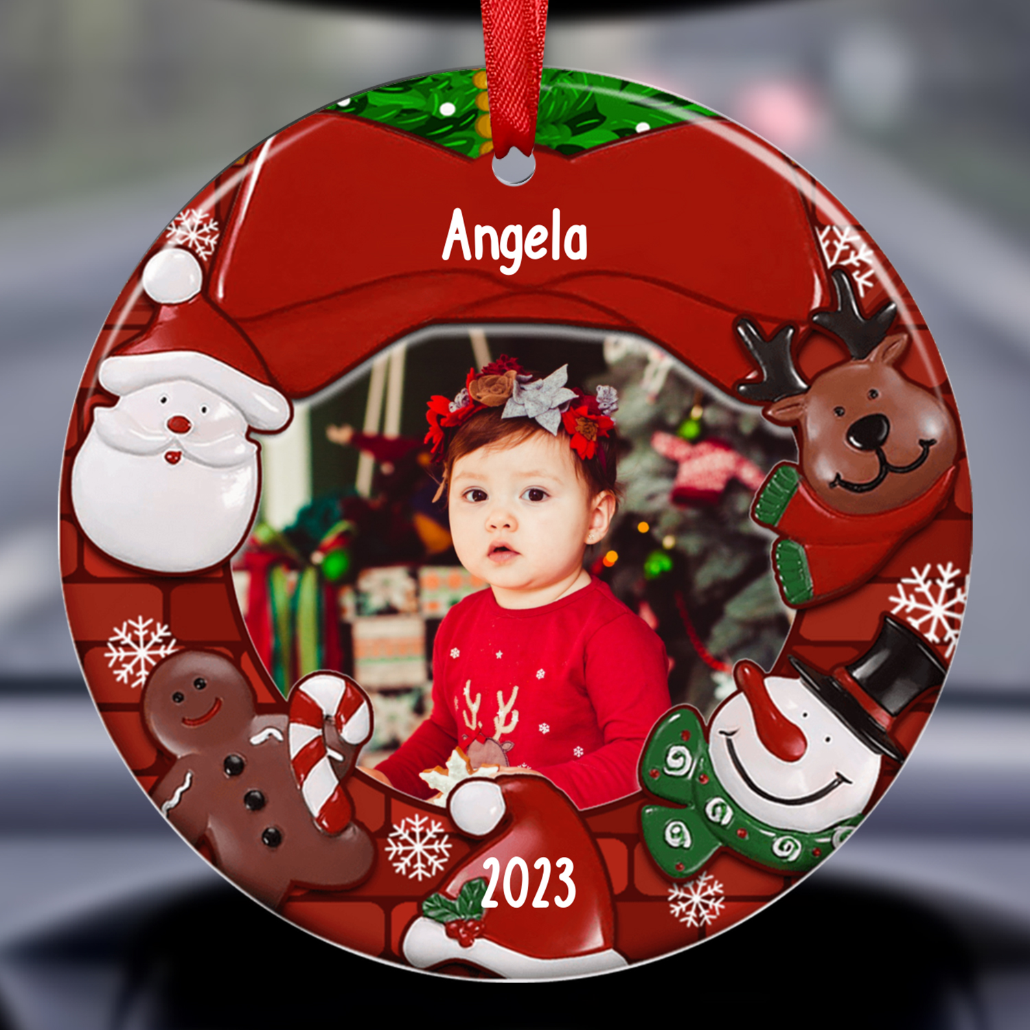 Cornice natalizio di legno per bambino neo-nato/a foto e nome personalizzabile