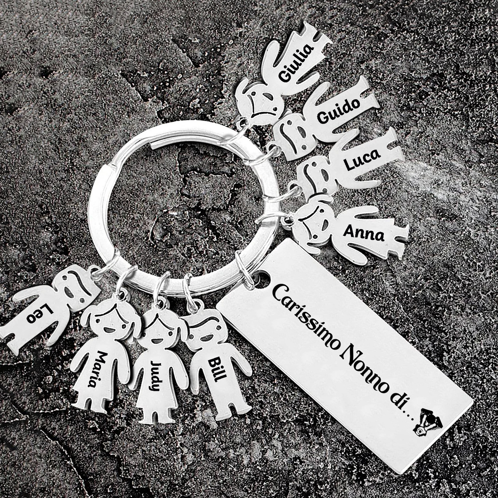 Portachiavi personalizzabile alla nonna con 1 ciondolo bambino
