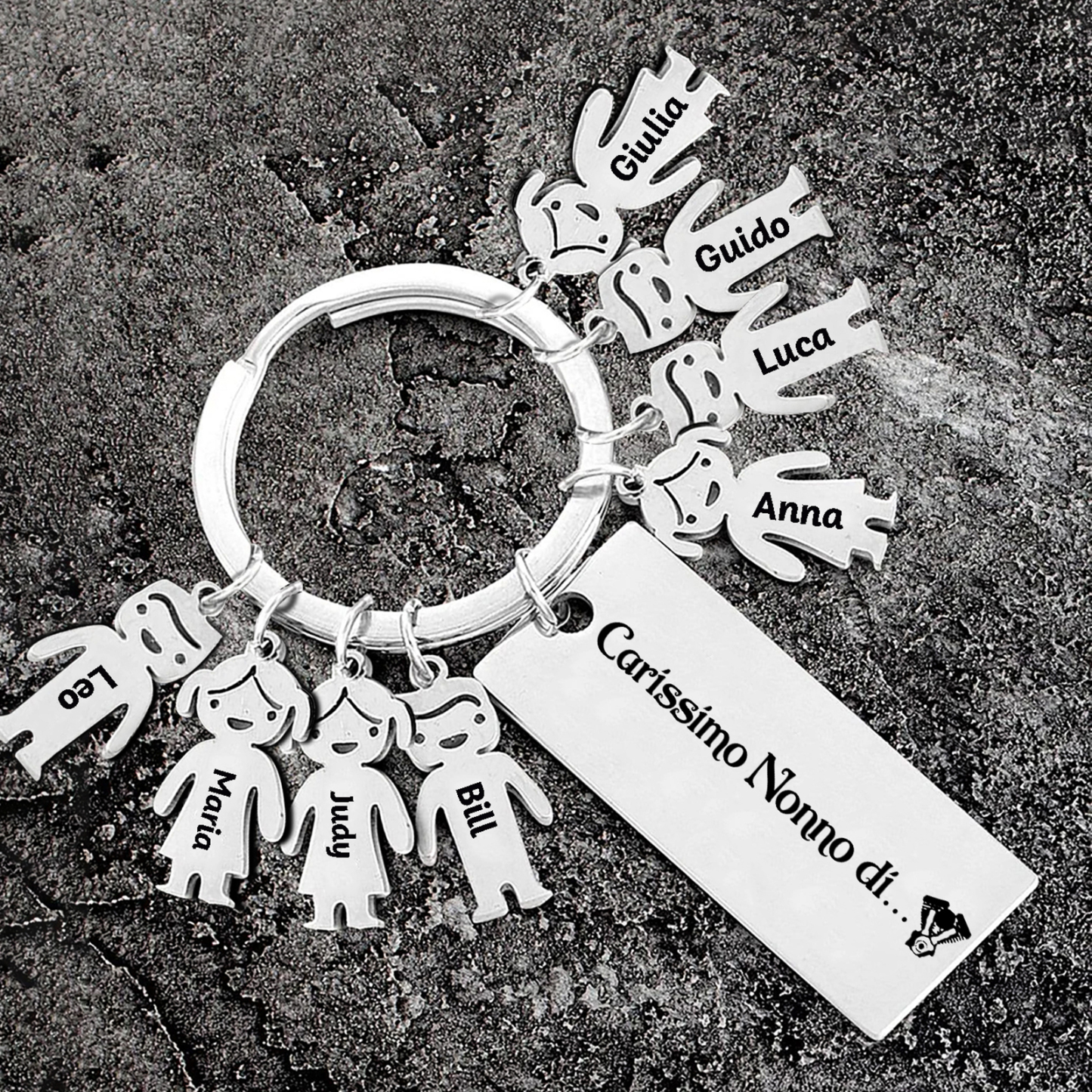 Portachiavi personalizzabile alla nonna con 1 ciondolo bambino