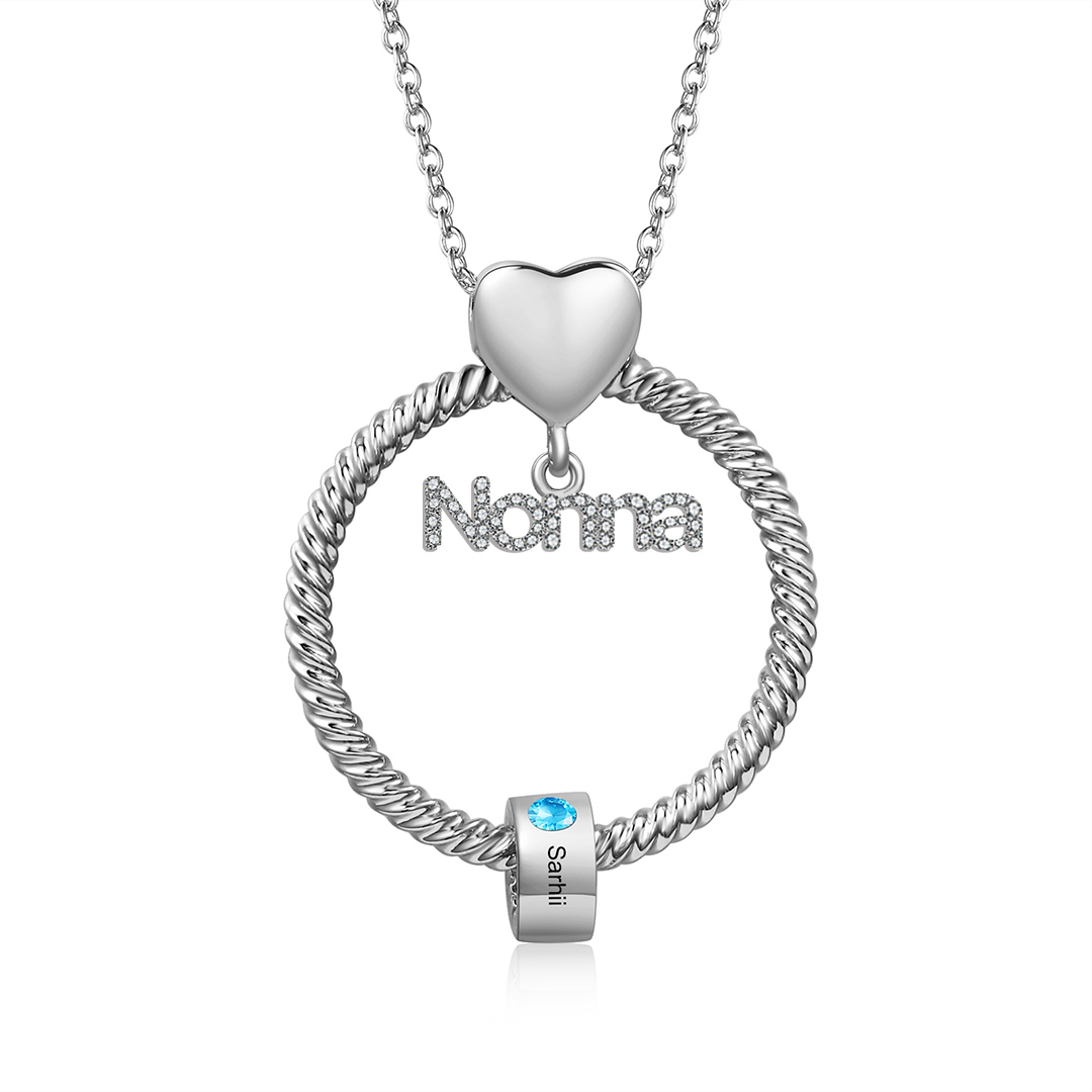 Collana con ciondolo nonna 1 nome incisione e pietra di nascita personalizzata