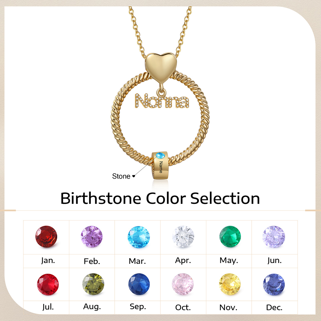 Collana con ciondolo nonna 1 nome incisione e pietra di nascita personalizzata
