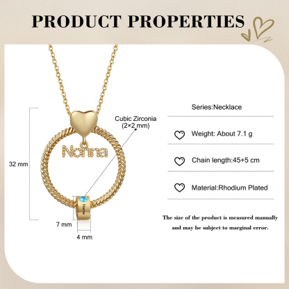 Collana con ciondolo nonna 1 nome incisione e pietra di nascita personalizzata