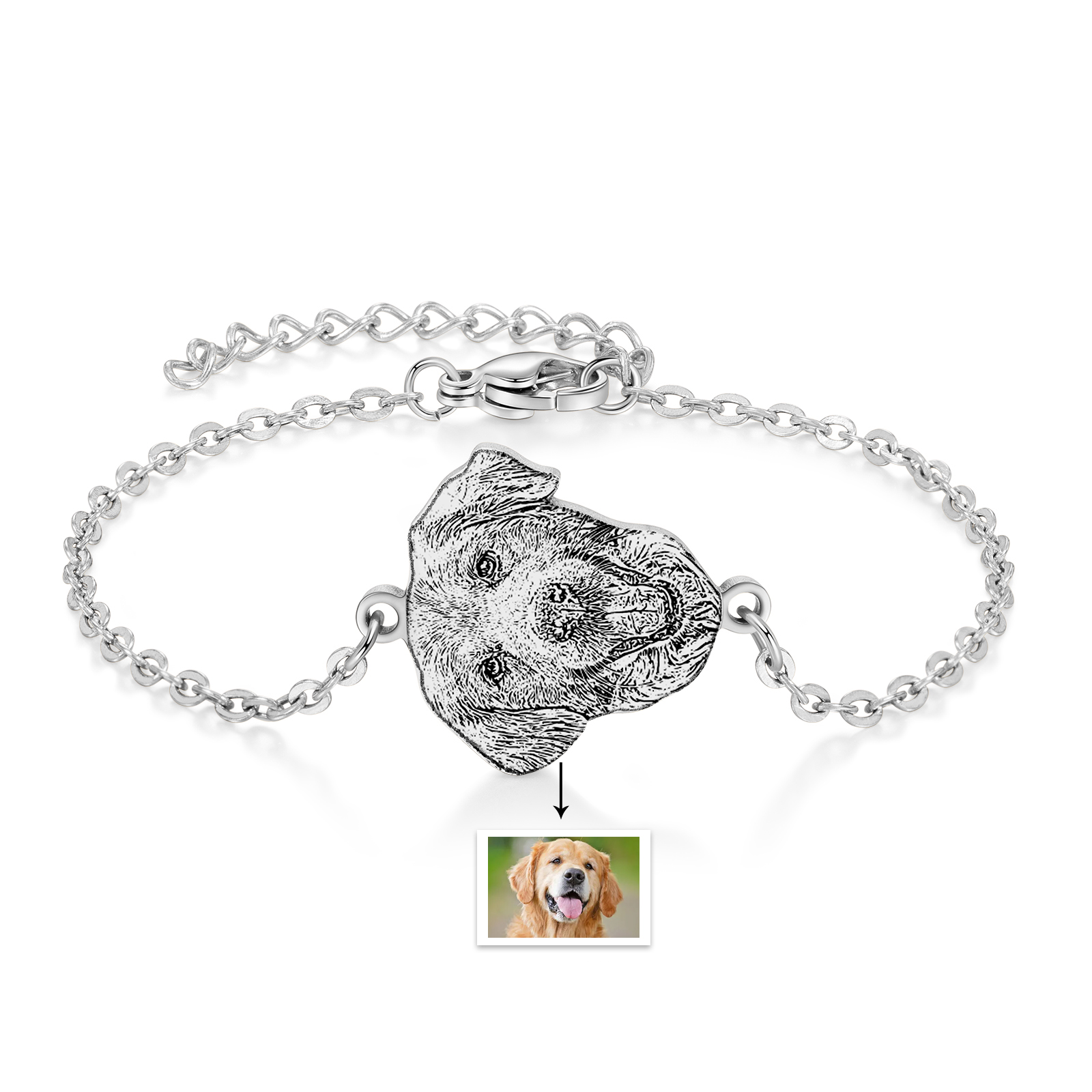 Braccialetto con 1 foto di linea personalizzata regalo per animale domestico