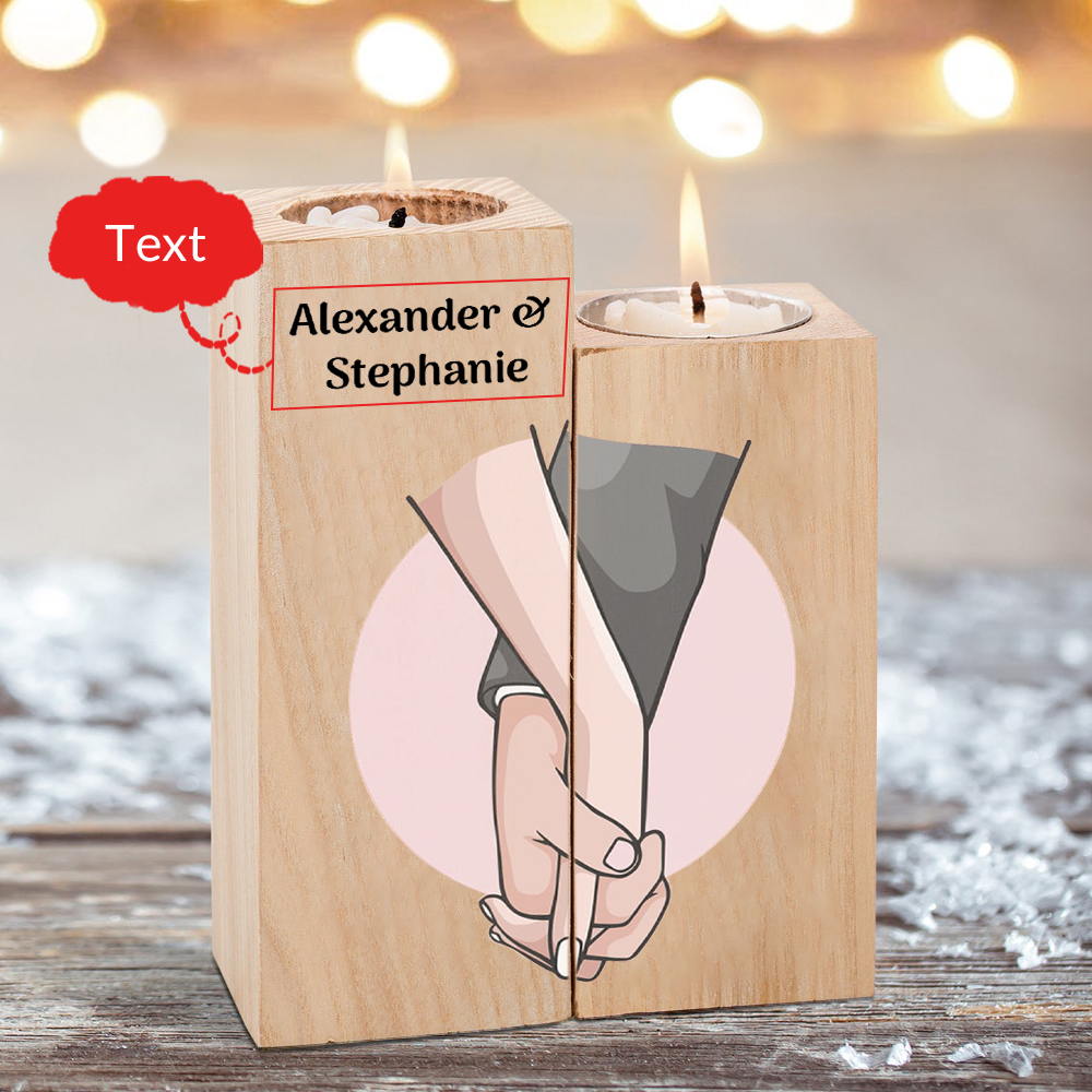 Candeliere Mano nella mano personalizzato con 1 nome regalo per coppia