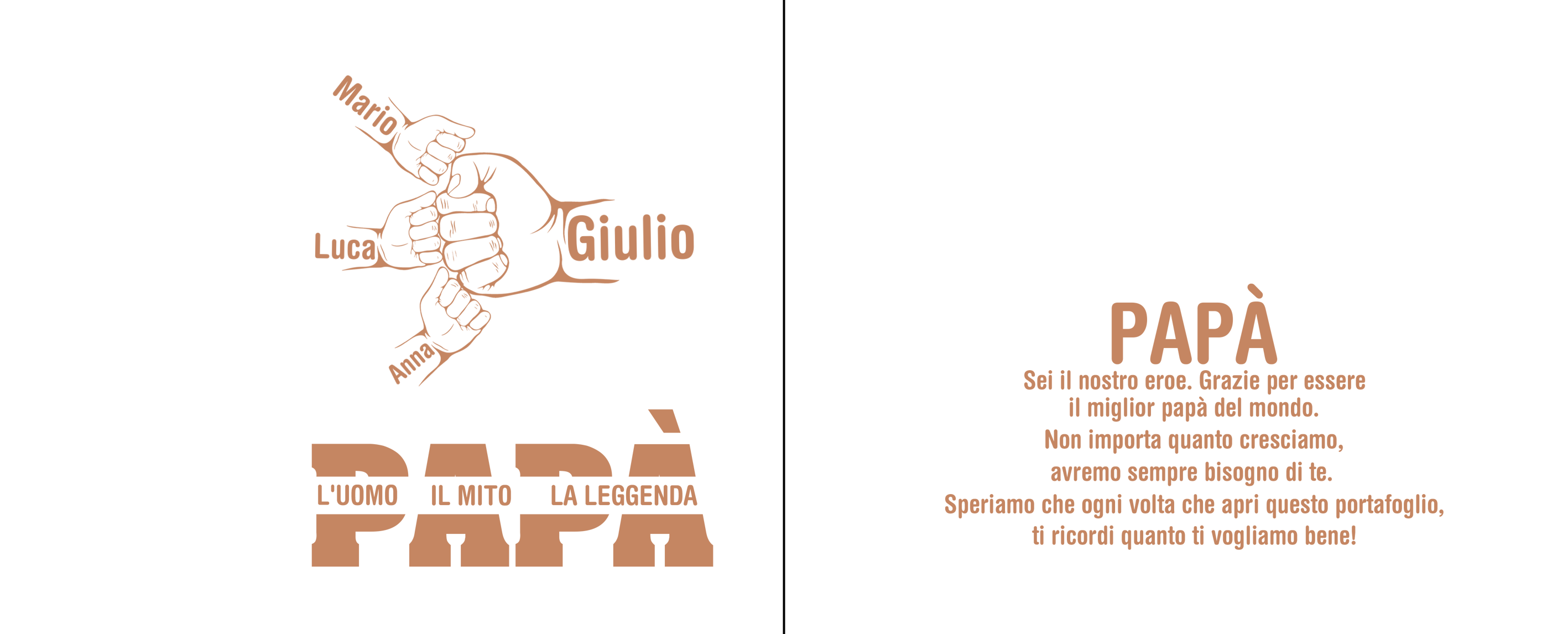 Portafoglio in PU pelle pugno a pugno personalizzabile regalo per papà