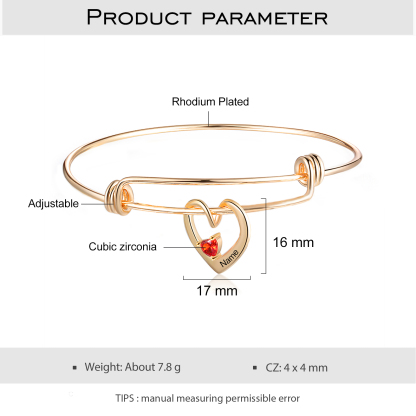 Bracciale con 1 nome personalizzati e 1 pietre di nascita