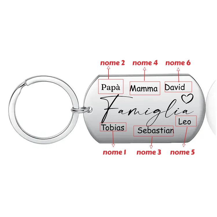 Famiglia-Portachiavi 6 nomi personalizzati papà mamma regalo per famglia