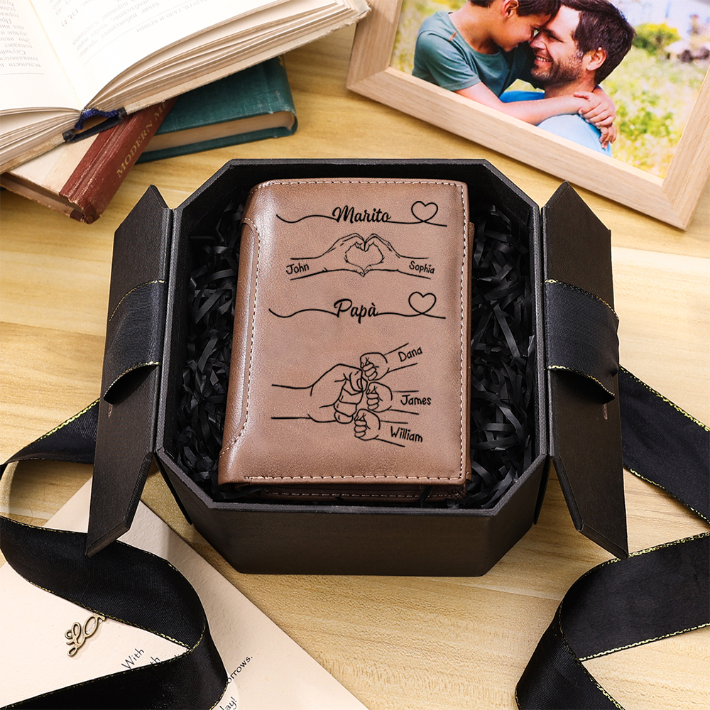 [Copy]Portafoglio Personalizzato da Uomo in PU – Fino a 6 Nomi e Personaggi – Regalo Perfetto per Papà | Jessemade