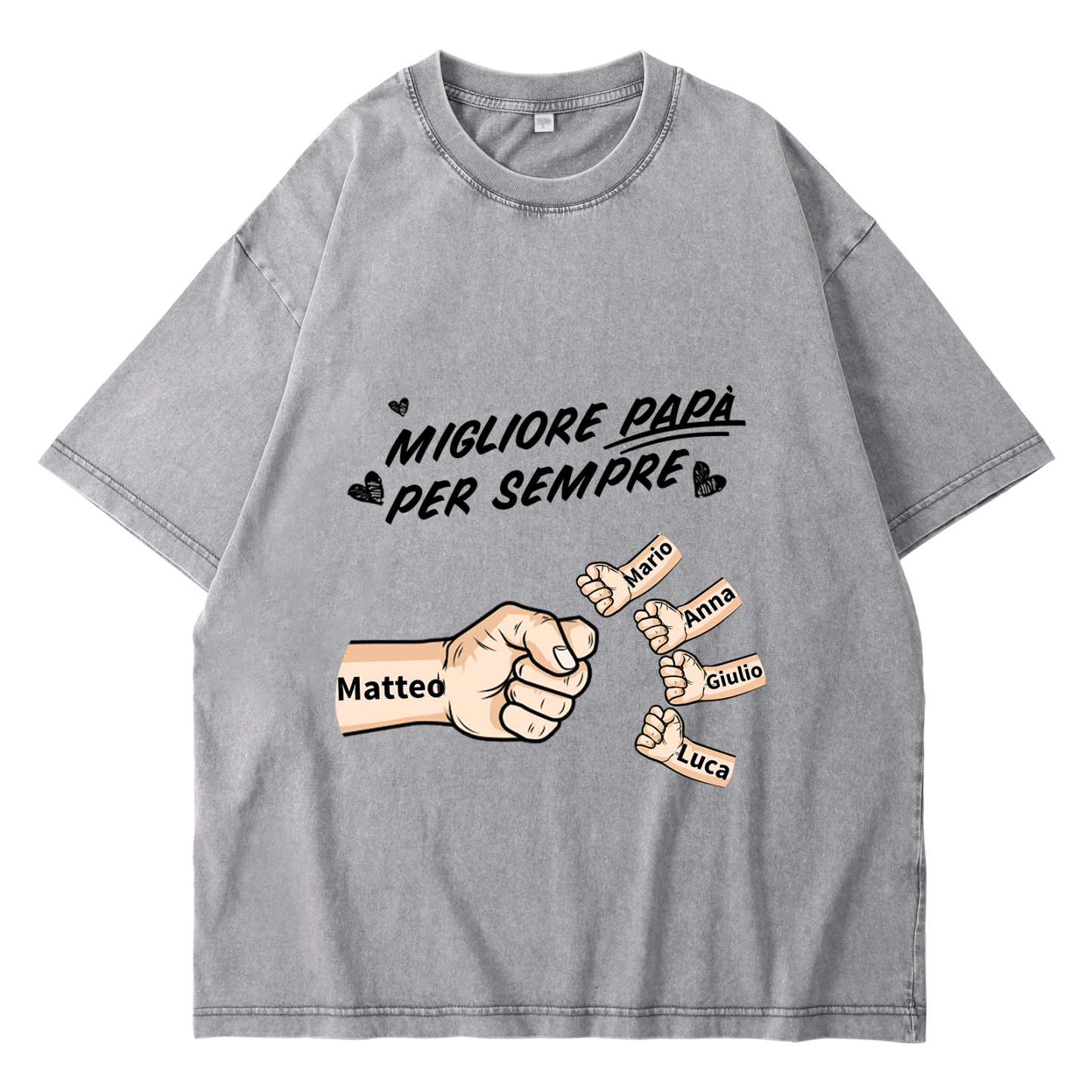 Maglietta in cotone girocollo pugno a pugno con nome personalizzato regalo per papà