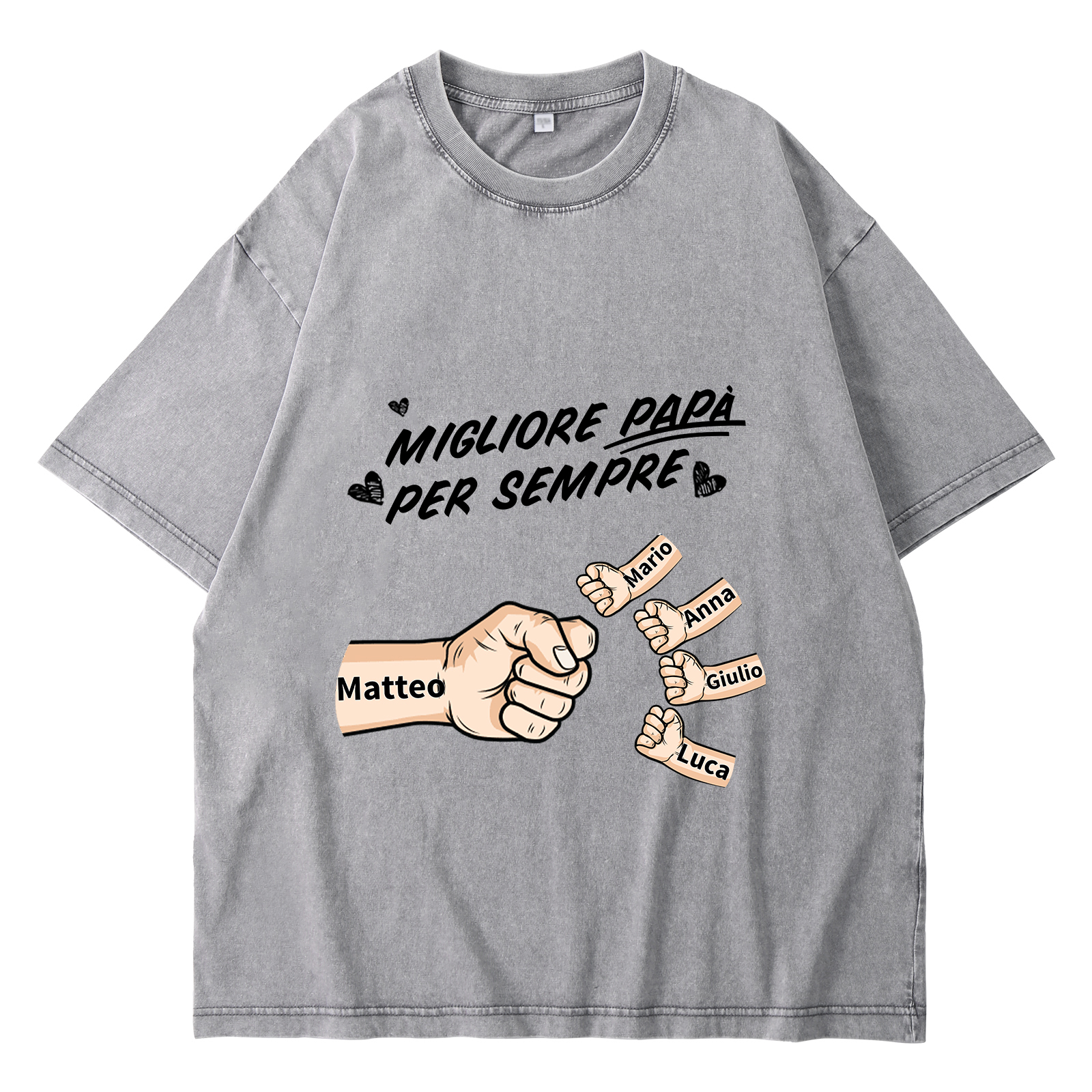 Maglietta in cotone girocollo pugno a pugno con nome personalizzato regalo per papà