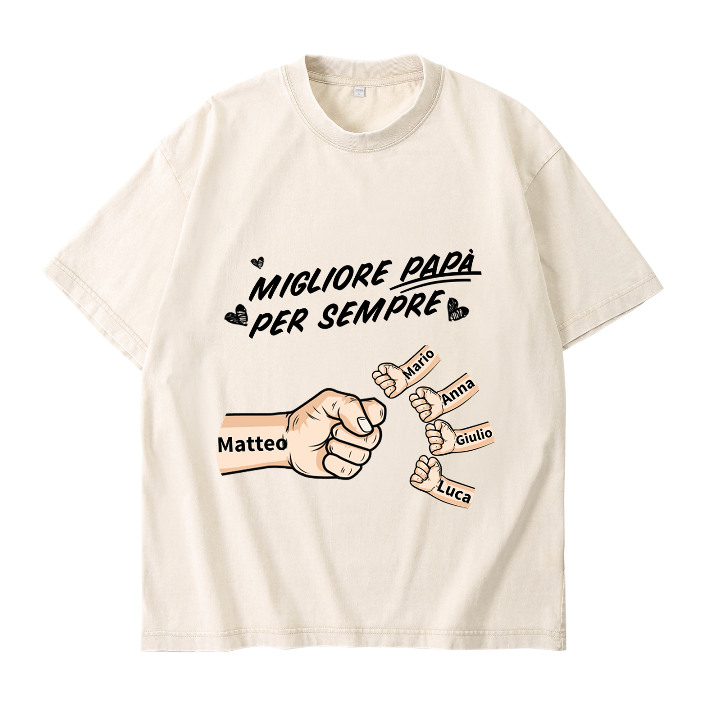 Maglietta in cotone girocollo pugno a pugno con nome personalizzato regalo per papà