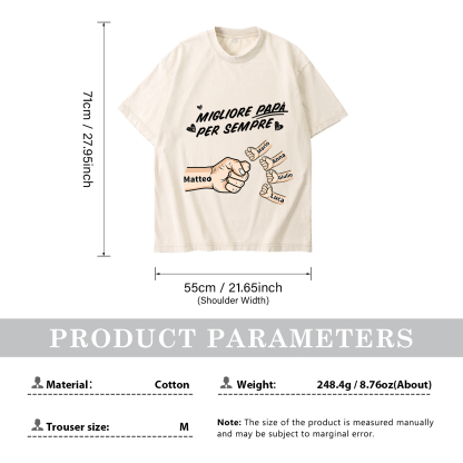 Maglietta in cotone girocollo pugno a pugno con nome personalizzato regalo per papà