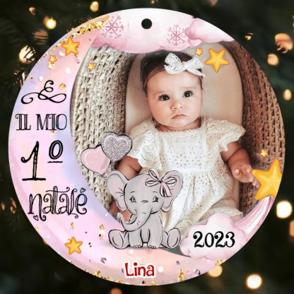 IL MIO 1º NATALE-Ciondolo di legno per bambino bambina foto nome personalizzabile