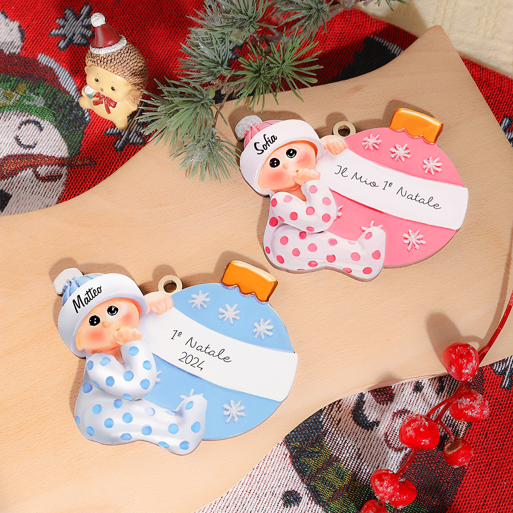 IL MIO 1º NATALE-Ciondolo natalizio per bambino bambina neo nascita nome e data personalizzabile