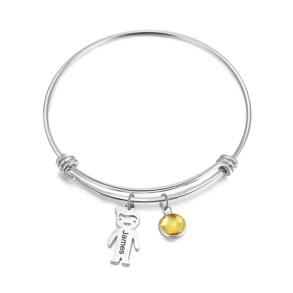 Bracciale regolabile Jessemade con 1 ciondolo per bambino e 1 pietre di nascita