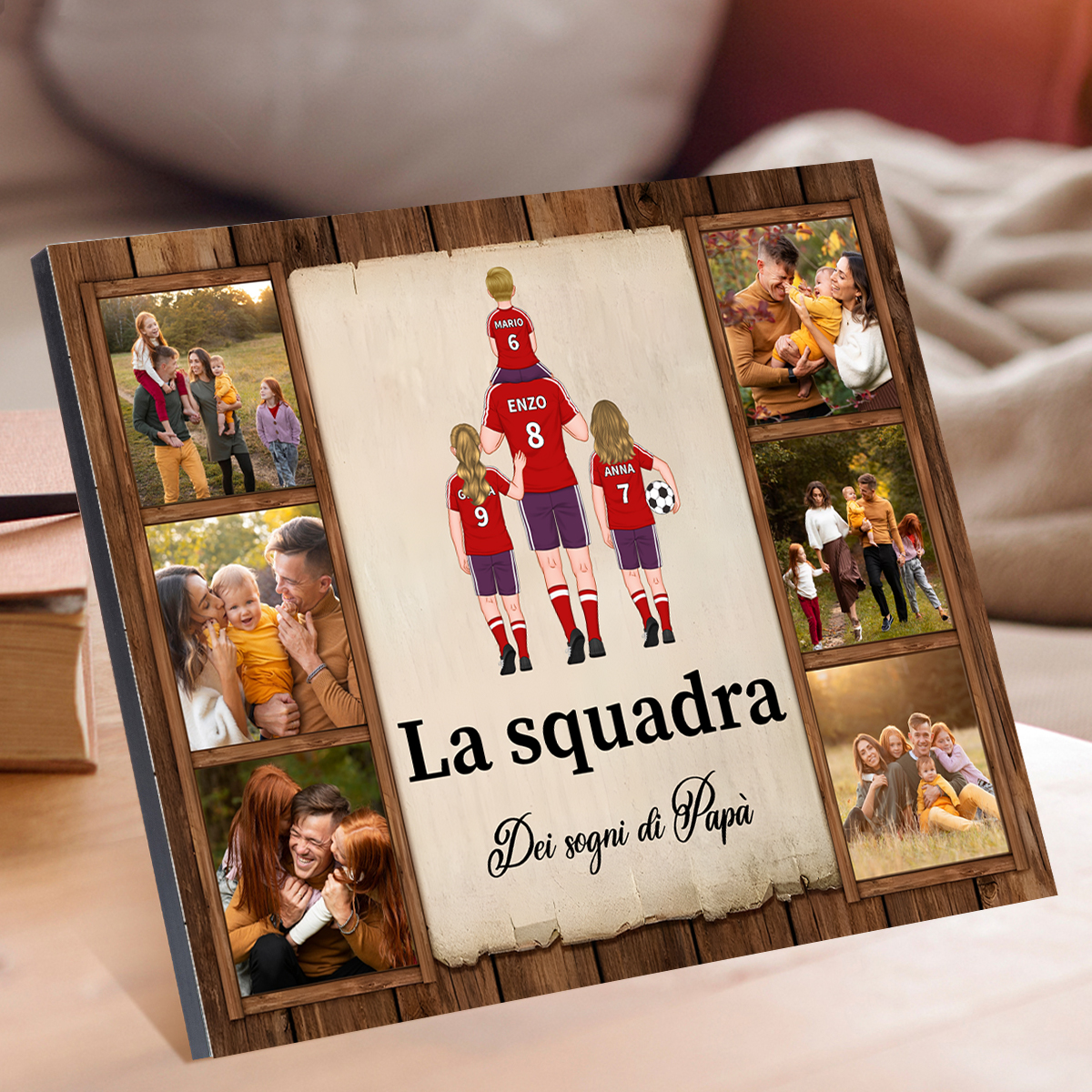 La squadra dei sogni di papà-Targa con immagini e nomi e foto personalizzabili per papà