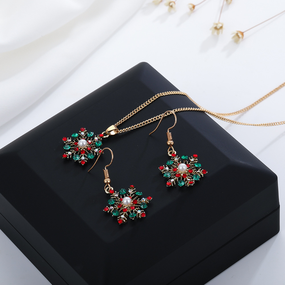 Family Christmas Gift Snowflake Earring & Necklace Set