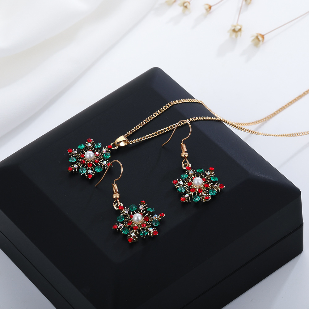 Family Christmas Gift Snowflake Earring & Necklace Set
