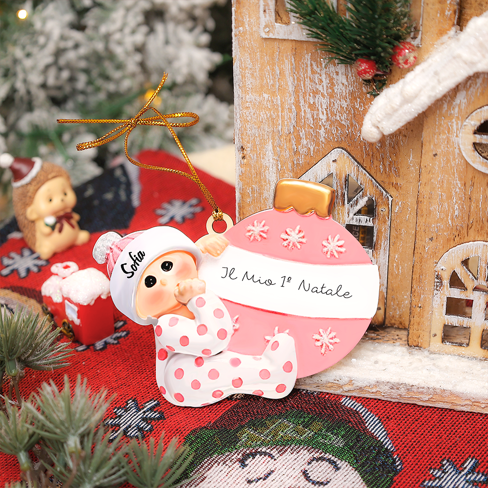 IL MIO 1º NATALE-Ciondolo natalizio per bambino bambina neo nascita nome e data personalizzabile
