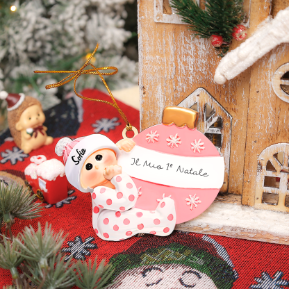 IL MIO 1º NATALE-Ciondolo natalizio per bambino bambina neo nascita nome e data personalizzabile