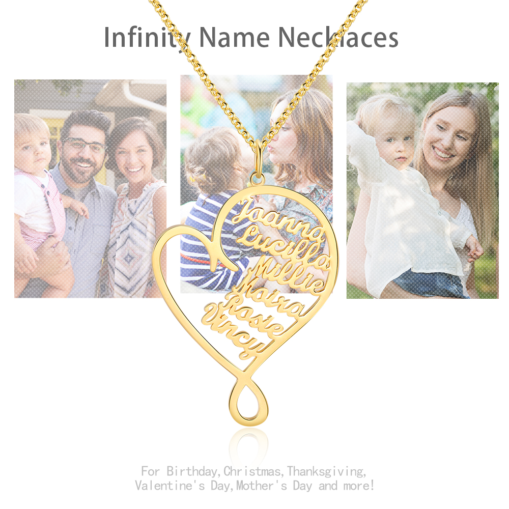 Nome Collana cuore 6 nomi personalizzato regalo per donna