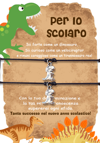 Jessemade IT 2PCS Braccialetto dinosauro regorabile regalo per bambina con carta