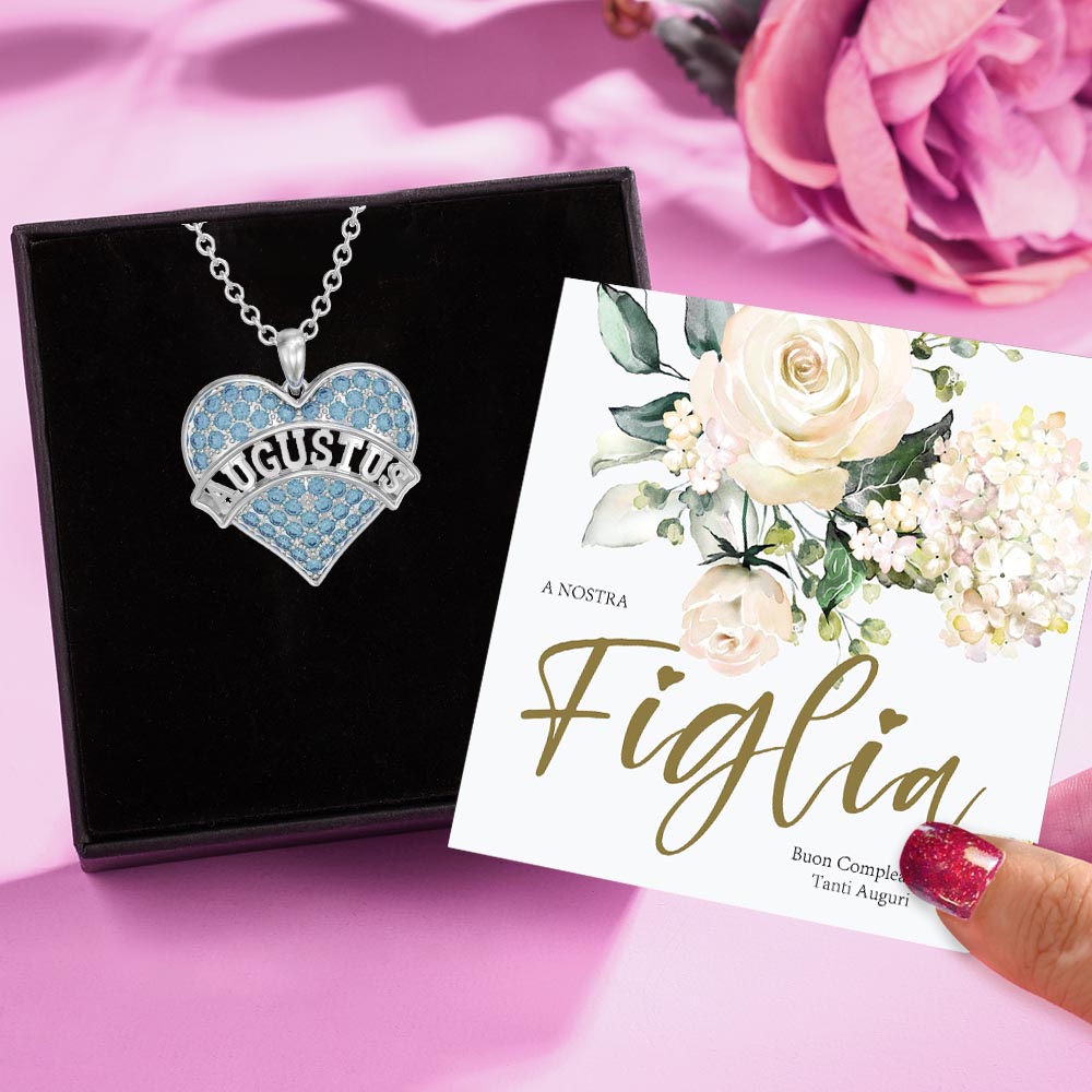 Collana Donna Argento 925 A Cuore Con Rosa E Zircone - Regalo Anniversario Fidanzata Mamma