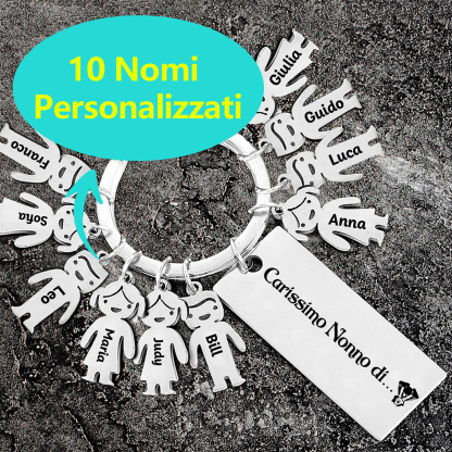 Portachiavi con ciondolo bambino 10 nomi personalizzati regalo per nonno festa dei nonni