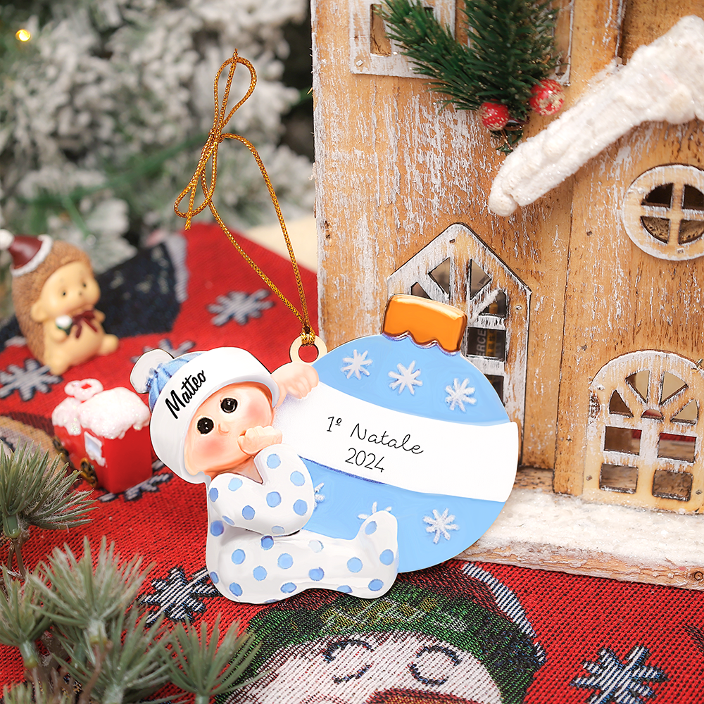 IL MIO 1º NATALE-Ciondolo natalizio per bambino bambina neo nascita nome e data personalizzabile