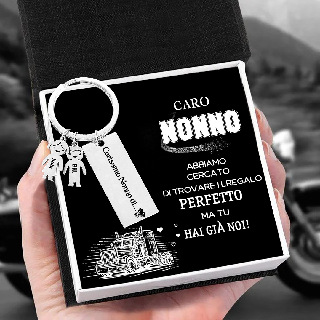 Portachiavi con ciondolo bambino 2 nomi personalizzati regalo per nonno festa dei nonni