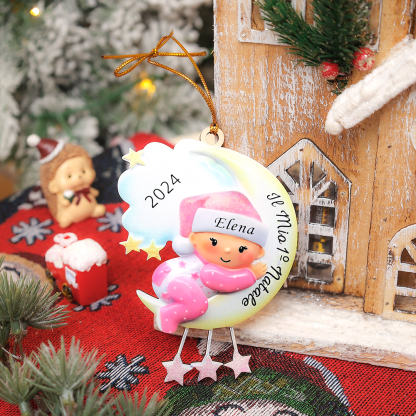 Il mio primo Natale - Ciondolo per bambino Ciondolo natalizio con nome, testo e data personalizzabili | Jessemade