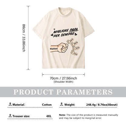 Maglietta in cotone girocollo pugno a pugno con nome personalizzato regalo per papà