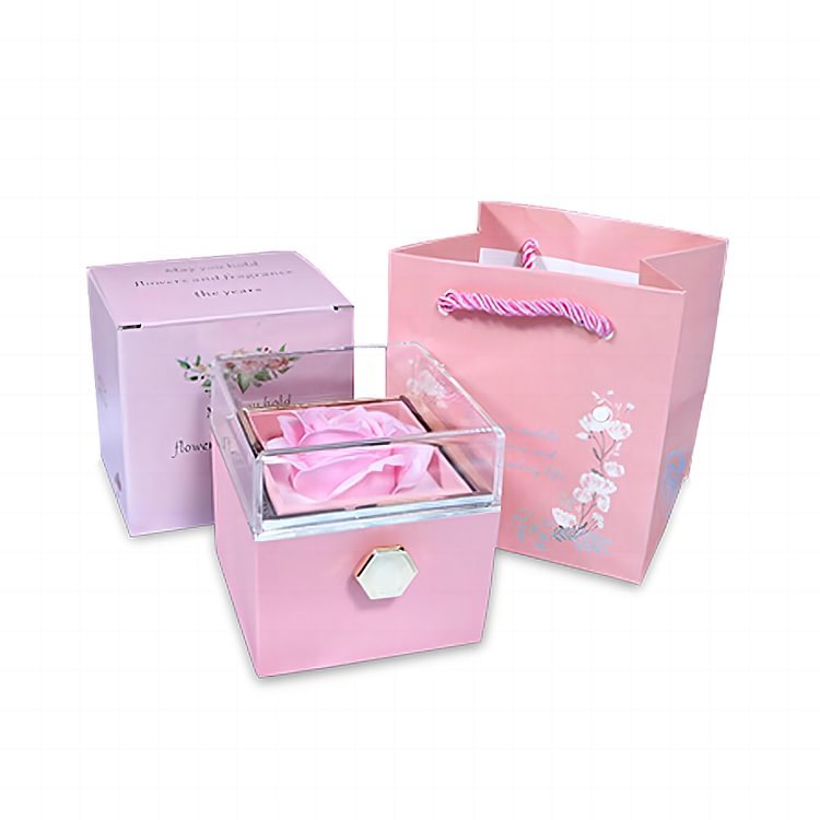 Scatola di rosa rotante premium per gioielli