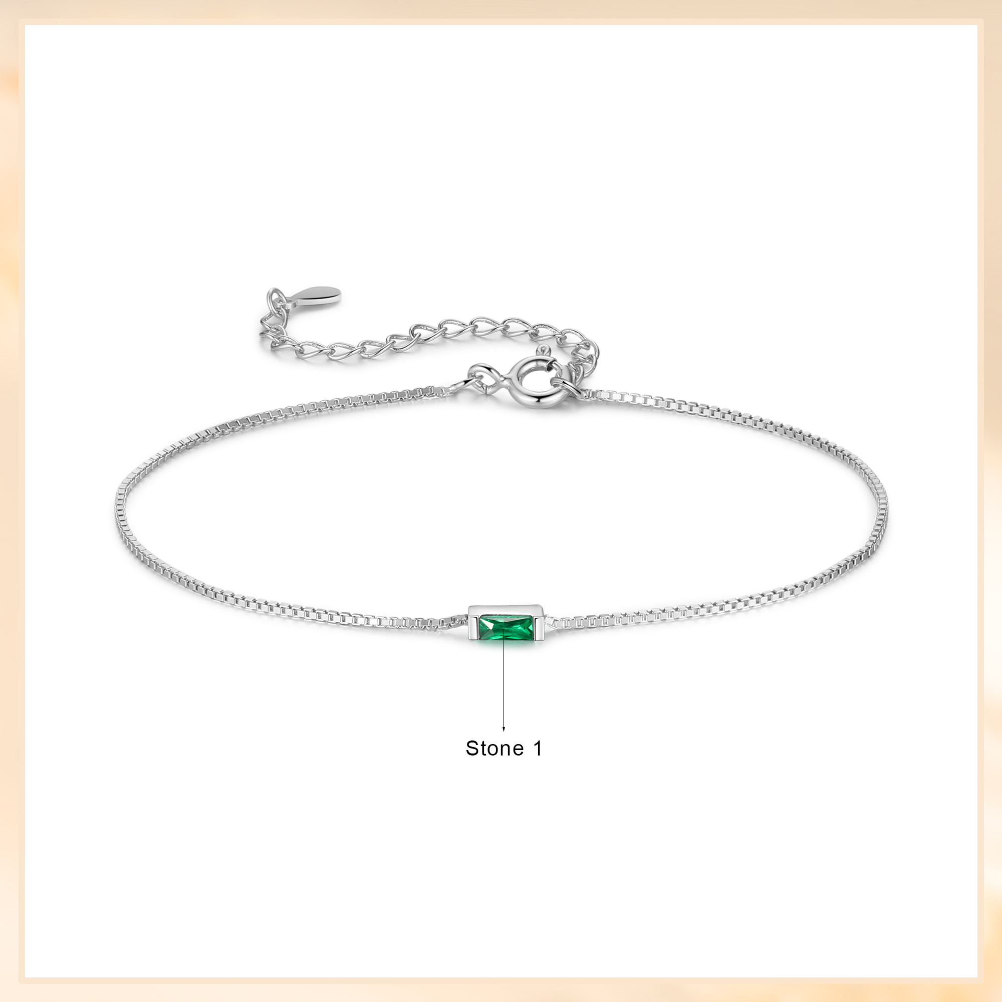 Braccialetto personalizzato con 1 pietra di nascita regalo per donna
