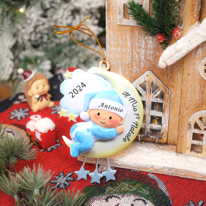 Il mio primo Natale - Ciondolo per bambino Ciondolo natalizio con nome, testo e data personalizzabili | Jessemade