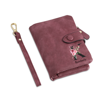 Portafoglio mano nella mano in PU pelle con 5 nomi & 1 testo & 1 lettera personalizzati per mamma