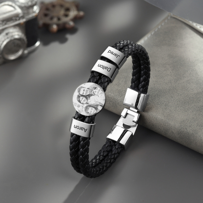 Bracciale Uomo Personalizzato con Foto e 3 Nomi – Regalo Elegante e Sentimentale per Papà e Lui | Jessemade