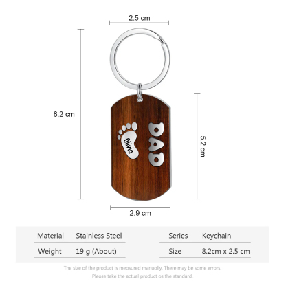 Nonno-Portachiavi con piedino 1 nome e 1 testo personalizzati regalo per papà/nonno