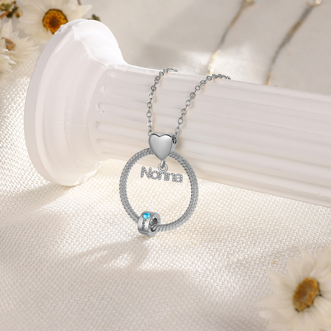 Collana con ciondolo nonna 1 nome incisione e pietra di nascita personalizzata