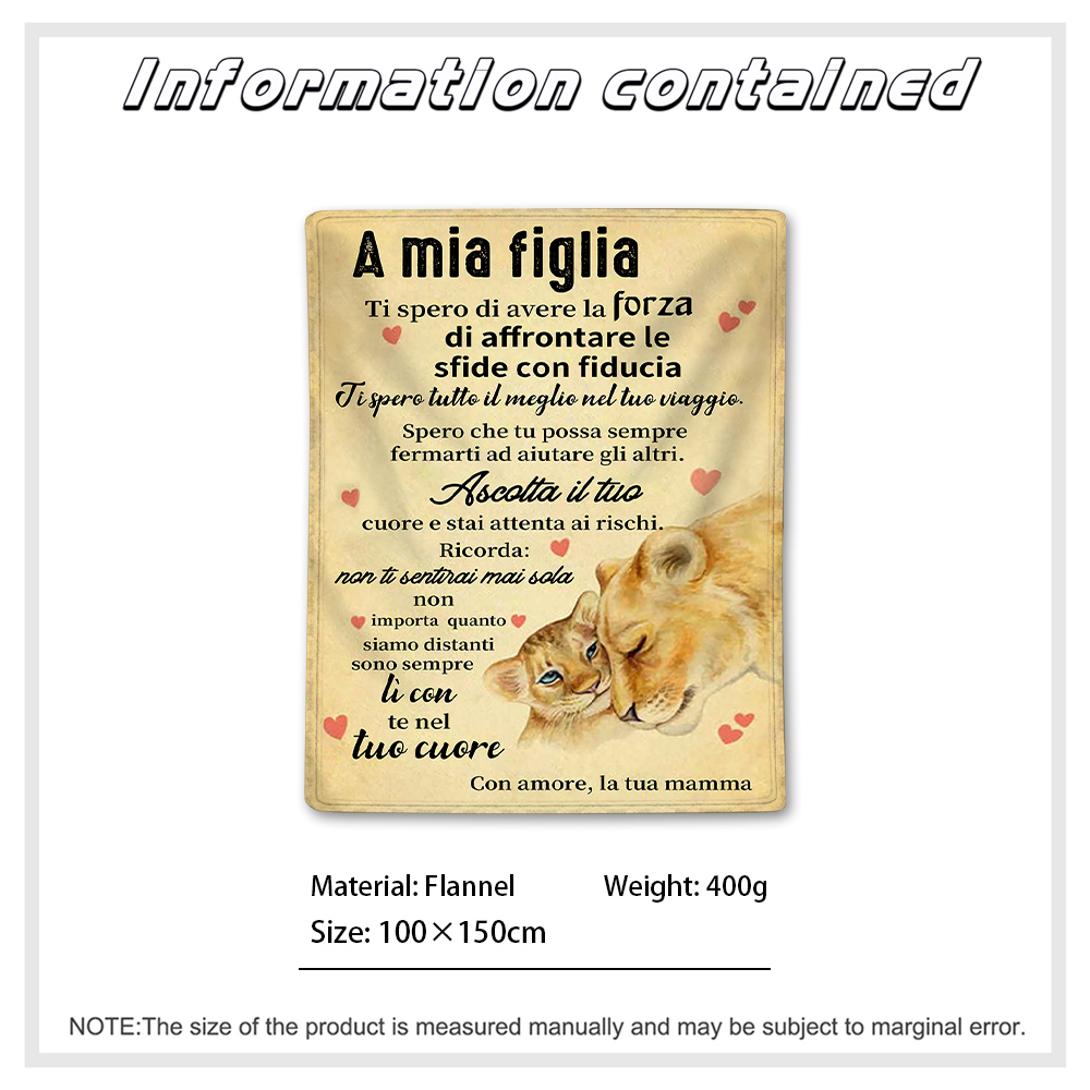 Coperta di Interessante Lettera Esprimere Amore A Mia Figlia Figlio Fidanzata Moglie Papà Coperta di Flanella con Sstampa 3D Lettere Gettare Blanket Miglior Regalo (Color 5,150 x 200 cm