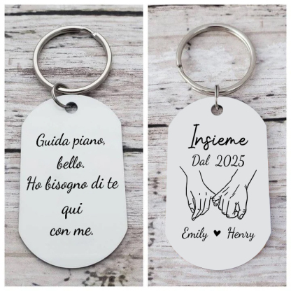 Portachiavi personalizzato e personalizzabile “Guida con prudenza”, regalo di compleanno o di San Valentino per fidanzato o marito | Jessemade