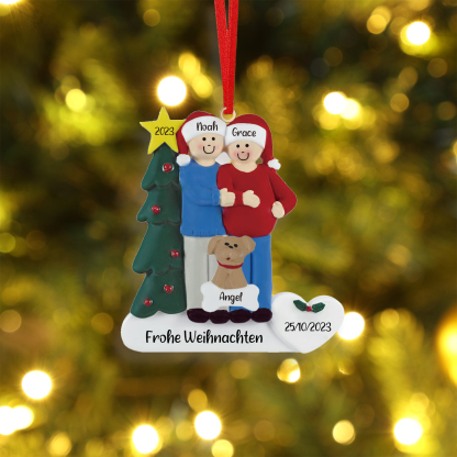 Ciondolo Familiare 2023 per albero di Natale 2 nomi e 1 cane personalizzabili