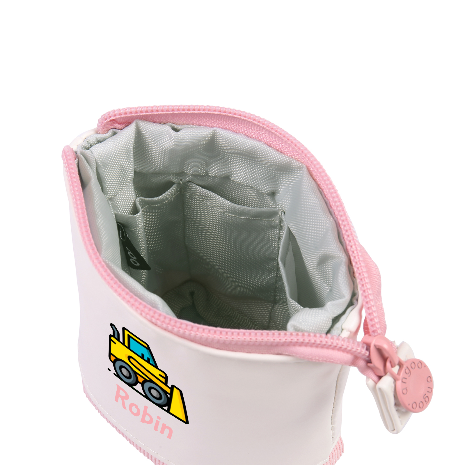 Astuccio per matite personalizzato con 1 nome e 1 veicolo da costruzione regalo per scuola elementare bambini