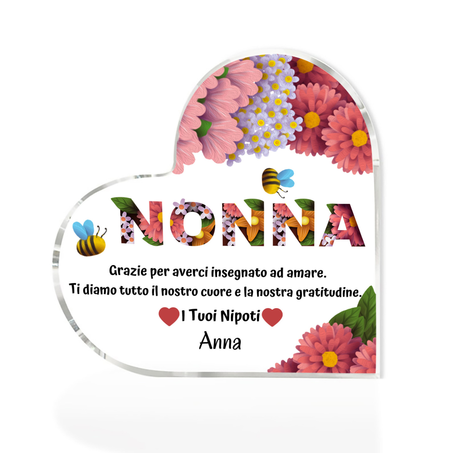Festa della Mamma NONNA Grazie per averci insegnato-deco acrilico per mamma donna regalo natale