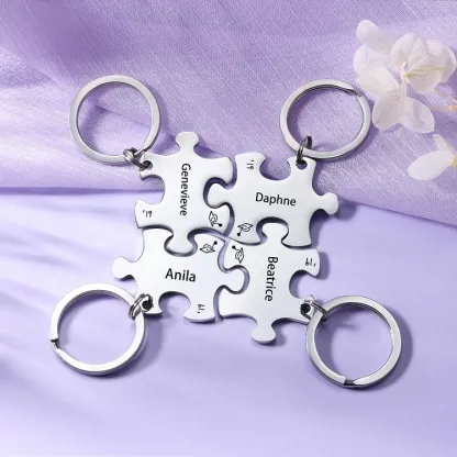 Portachiavi Puzzle Laurea con 4 nomi e 4 testi personalizzati regalo di laurea