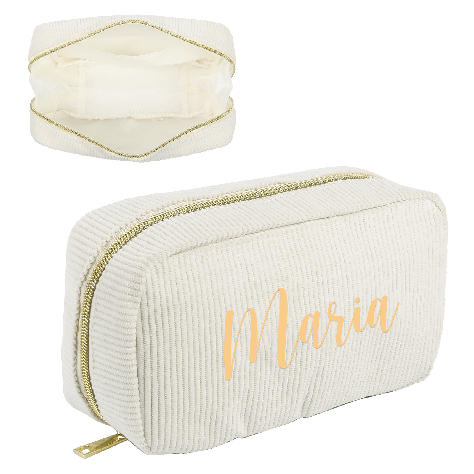 Borsa per cosmetici in velluto a coste per donna 1 nome personalizzato regalo per donna