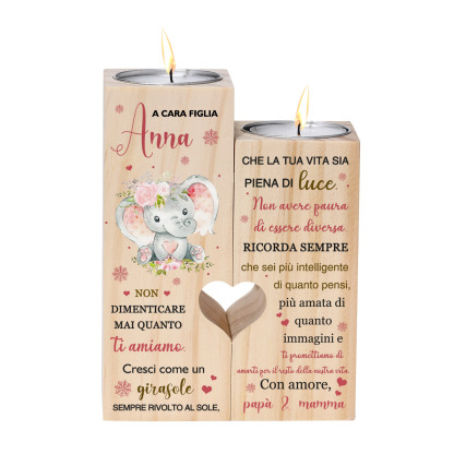 Candeliere portacandela elefante rosa regalo per cara figlia