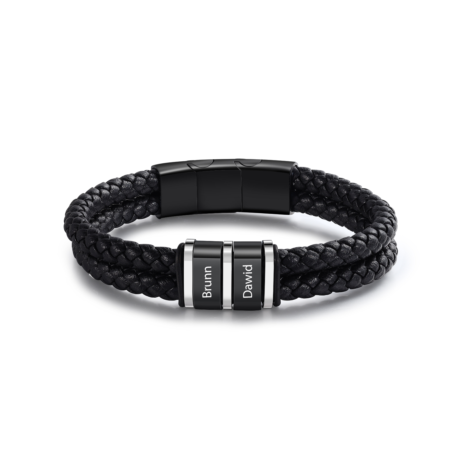 Bracciale Uomo Personalizzato in Pelle – Incisione 2 Nomi – Regalo Elegante per Papà e Lui | Jessemade